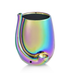 Iridescent Ceramic Stemless Wine Glass Hand Pipe - [82564]